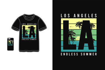 Los angeles endless summer, t shirt design silhouette retro style