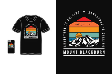 Mount blackburn, t shirt design silhouette retro style