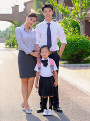 Young parents send their children to school