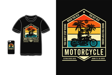 Motorcycle, t shirt design silhouette retro style