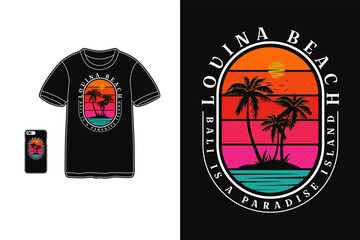 Lovina beach, t shirt design silhouette retro style