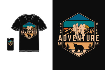 Adventure, t shirt design silhouette retro style