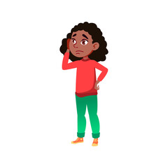 disappointed african girl teenager look at test bad mark cartoon vector. disappointed african girl teenager look at test bad mark character. isolated flat cartoon illustration