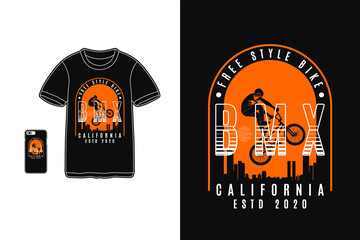 Bmx free style bike, t-shirt design silhouette style