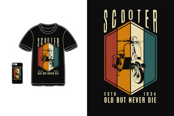 Scooter, t-shirt design silhouette style