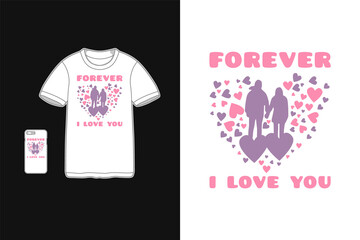 Forever love,t-shirt mockup cute merchandise mockup