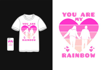 You are my rainbow,t-shirt mockup cute merchandise mockup