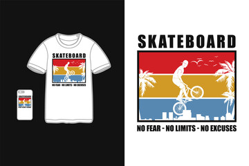 Skateboard, t shirt design silhouette retro style