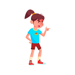 mad caucasian girl screaming and pointing at schoolgirl cartoon vector. mad caucasian girl screaming and pointing at schoolgirl character. isolated flat cartoon illustration