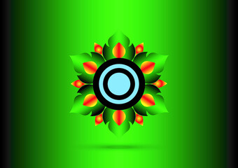 Line Thai, Multicolor blossom, Traditional Thai style pattern , Vector illustration in green background
