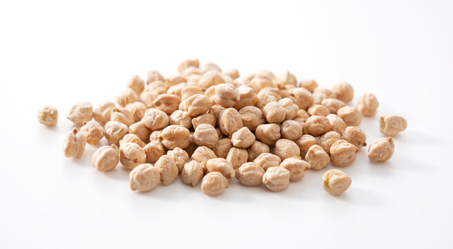 Chickpeas on a white background.