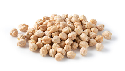 Chickpeas on a white background.