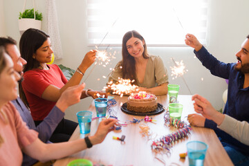Friends celebrating and having a fun at a party