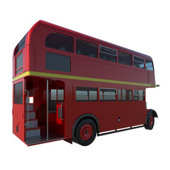 Double Decker Bus vitange 1-Perspective B view white background 3D Rendering Ilustracion 3D