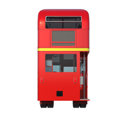 Double Decker Bus vitange 1-Back view white background 3D Rendering Ilustracion 3D