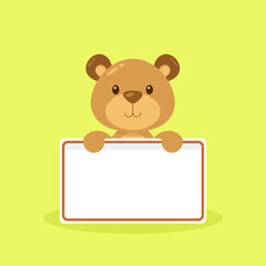 Cute Bear Holding Blank Text Board