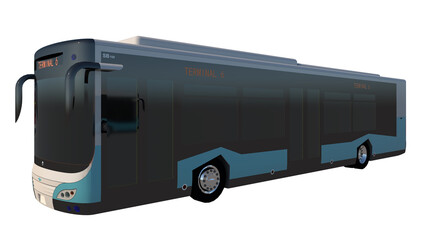Obraz premium Urban Bus 1-Perspective F view white background 3D Rendering Ilustracion 3D