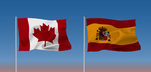 カナダとスペインの国旗