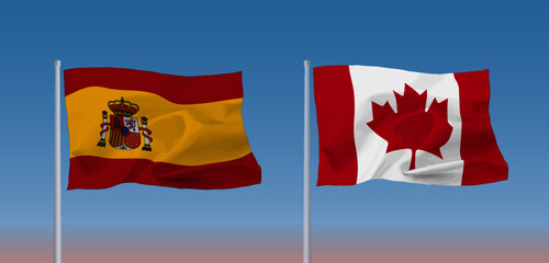 カナダとスペインの国旗