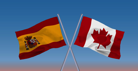 カナダとスペインの国旗