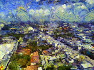 Landscape of Thailand Illustrations creates an impressionist style of painting.