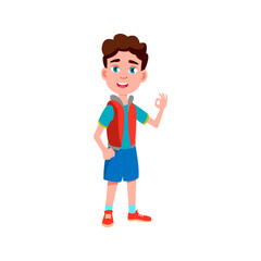 laughing boy gesture ok and approve choice of film in cinema cartoon vector. laughing boy gesture ok and approve choice of film in cinema character. isolated flat cartoon illustration