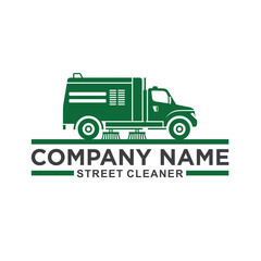 Fototapeta premium road cleaning vehicle illustration, logo template for street cleaner service.