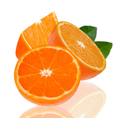 Ripe orange slice isolated on the white background with clipping path.