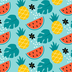 Colorful summer pattern with fruits