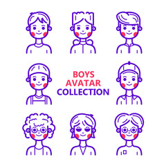 Vector set of users avatars and profile picture. Simple line minimalistic icons for website, application or presentation. Modern flat style. Character illustration.