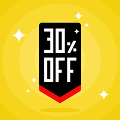 30% sales discount arrow. Thirty percent promotional banner.