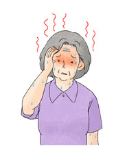熱中症（発熱して具合の悪いおばあさん）