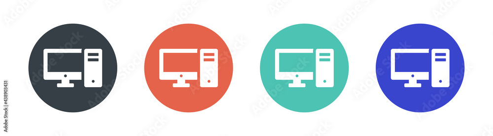 Aufkleber Home desktop computer personal PC vector icon. Vector illustration