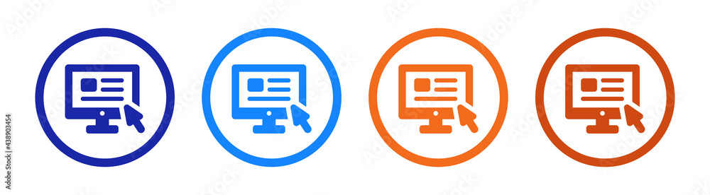 Poster computer screen with cursor icon vector illustration.