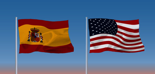 アメリカとスペインの国旗