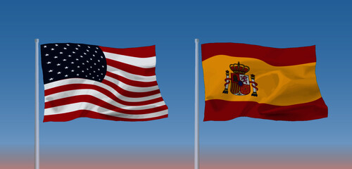アメリカとスペインの国旗