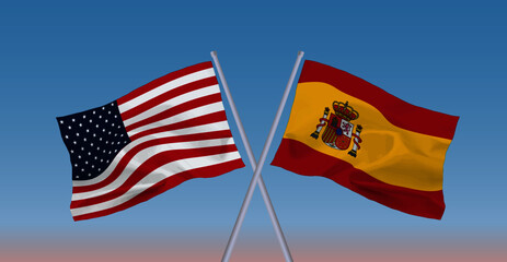 アメリカとスペインの国旗