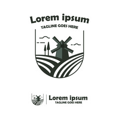 Silhouette Farm logo vector illustration. Grey farm logo design.