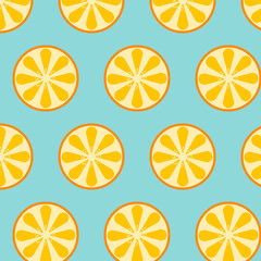 Slices of oranges vector pattern. Bright summer background