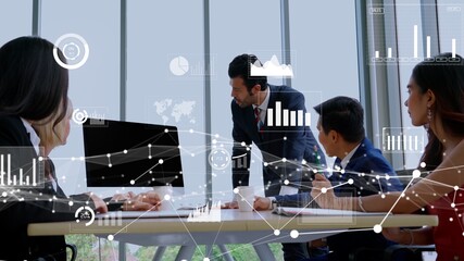 Creative visual of business data analyzing technology . Concept of digital data for marketing...