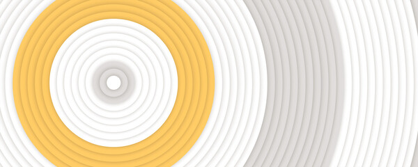 Concentric circles yellow, white and gray colors. Abstract background. Minimalistic design. Vector illustration