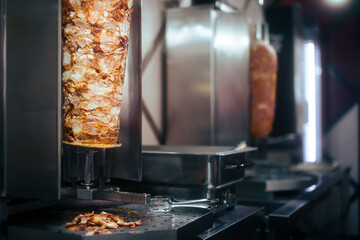 Professional Fast-Food Kitchen with Vertical Rotisserie 
