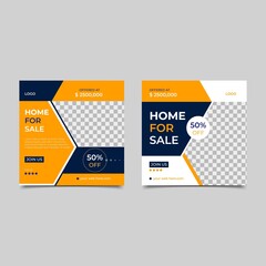 Home sale banner social media post template. Elegant modern square template social media layouts and social media web banners post design.