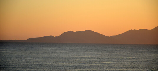 Naklejka premium View of Tiran island. Saudi Arabia. From Red Sea, Sharm el Sheikh, Sinai, Egypt.