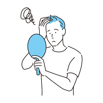薄毛が気になる男性　鏡を見て心配になる