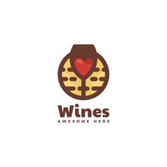 Vector Logo Illustration Wines Simple Mascot Style.