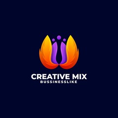 Vector Logo Illustration Creative Mix Gradient Colorful Style.