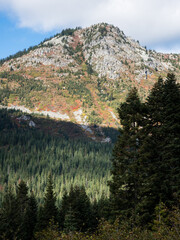 Early fall at Stevens pass along US highway 2 in Cascade Mountains - Washington state, USA