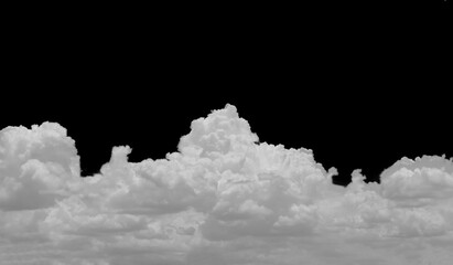 Large white clouds on black horizontal, isolated