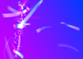 Fototapeta na wymiar Iridescent Tinsel. Webpunk Art. Birthday Glitter. Luxury Foil. Retro Flare. Laser Festival Backdrop. Cristal Sparkles. Violet Disco Effect. Purple Iridescent Tinsel